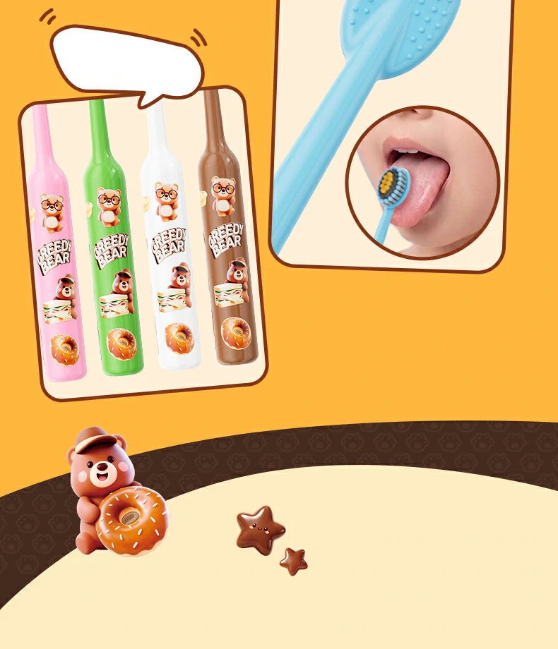 Cartoon Bear Ultra Soft Kids Toothbrush (5-Pack) – High-Density PBT Bristles