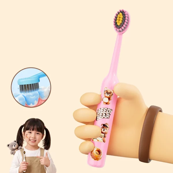 Ultra Soft Kids Toothbrush (9) Cartoon Bear Ultra Soft Kids Toothbrush (5-Pack) – High-Density PBT Bristles