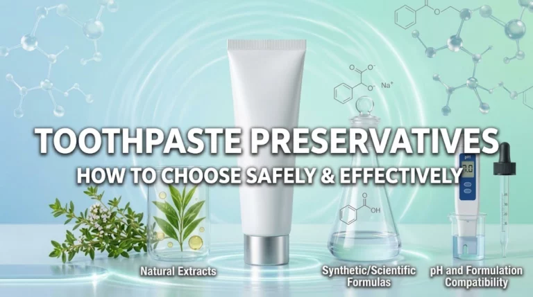 Laboratory setup showcasing natural and synthetic toothpaste preservatives for formulation safety